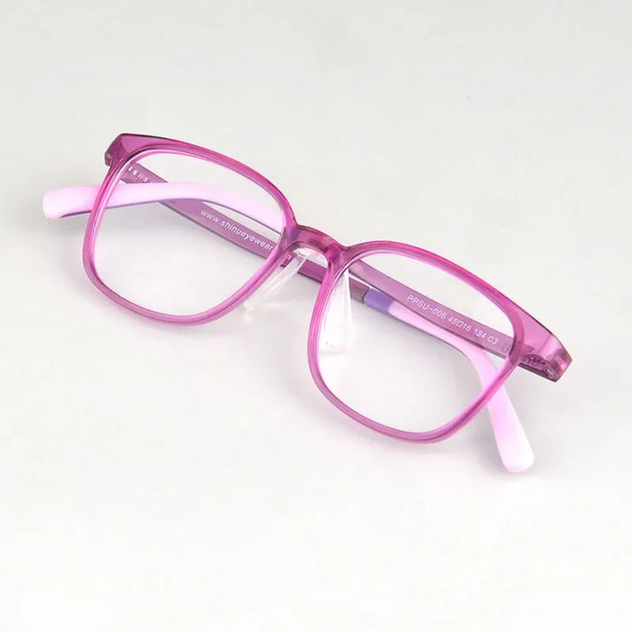SHINU Lunettes pour enfants 2025 Monture en plastique PPSU Anti-lumière bleue Verres d'ordinateur Lunettes roses pour enfants Monture sans correction