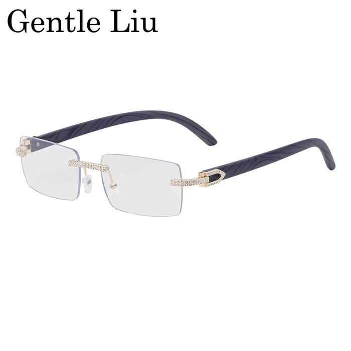 Y2K Rectangle Rimless Sunglasses Men Vintage Sun Glasses For Male 2026 Luxury Rhinestone Eyewear Punk Fashion Frameless Shades