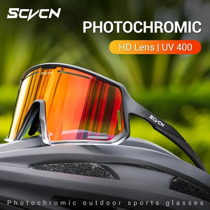 SCVCN Photochromic Cycling Glasses TR90 Frame for Men Women UV400 Outdoor Sports Sunglasses Cycling MTB Driving Running Glasses