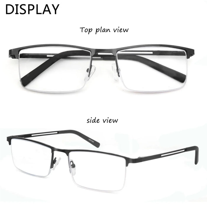 Blue Light Reading Glasses Men Computer Readers Anti Glare Metal Frame with Spring Hinge UV400 Protection Eye Strain Relief
