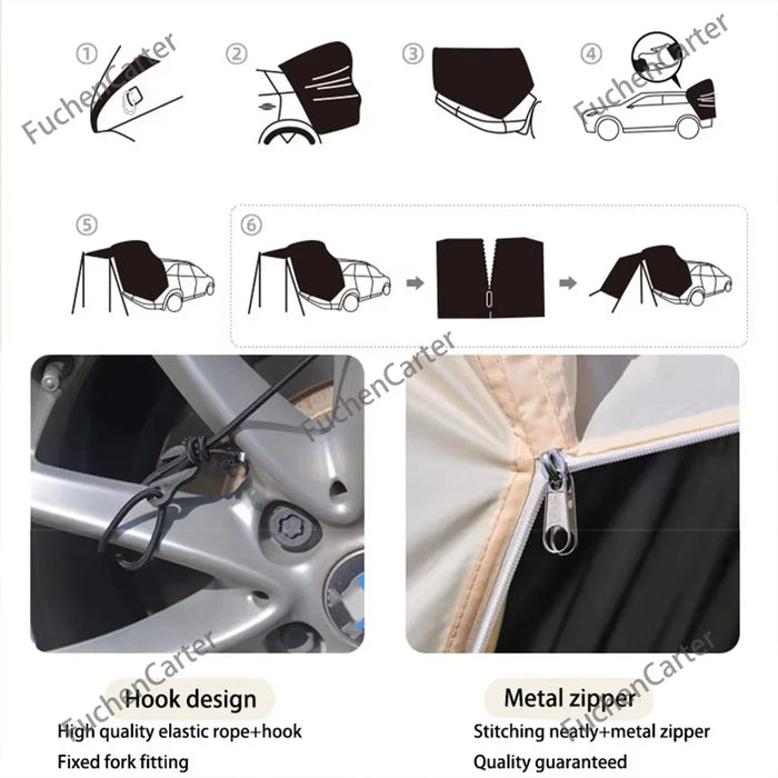 Portable SUV Tailgate Trunk Tent 3-Side Extended Shade Shelter Multifunctional Car Rear Door Tent Outdoor Car Camping Accessorie