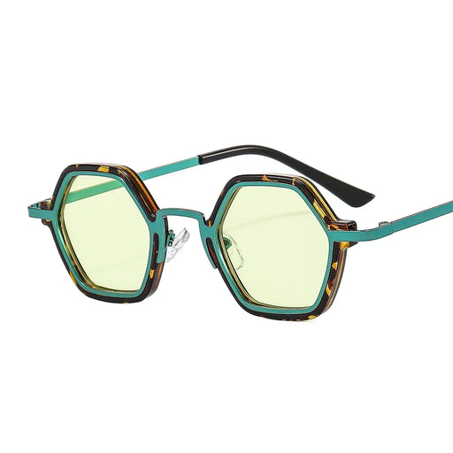 Lunettes de Soleil Rétro Polygone Carrées Femme Tendance Claires Océan Homme Punk Hexagonales Lunettes de Soleil UV400 Oculus