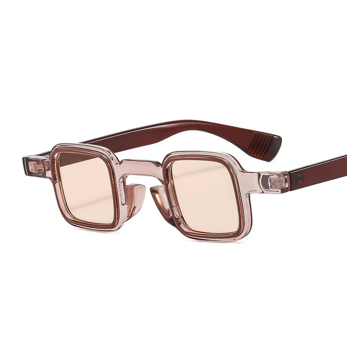 Ins Popular Fashion Small Square Sunglasses Women Retro Punk Shades UV400 Men Clear Ocean Lens Trending Rivets Sun Glasses