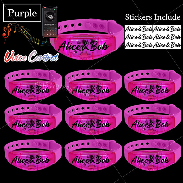20-200 piezas Pulseras LED personalizables para bodas Pulsera de control de música y sonido Pulsera luminosa ajustable para bodas, cumpleaños, conciertos