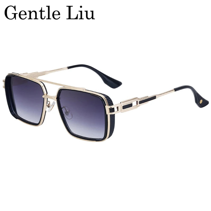 Lunettes de soleil Steampunk Classique Carrées Homme 2026 Marque de luxe Punk Métal Double Pont Lunettes de soleil pour Homme UV400 Lunettes de conduite Punk
