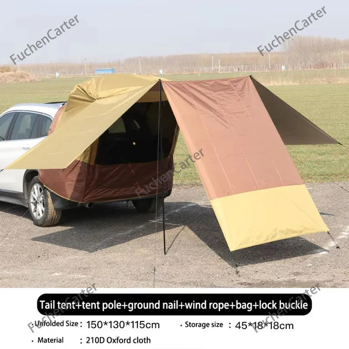 Portable SUV Tailgate Trunk Tent 3-Side Extended Shade Shelter Multifunctional Car Rear Door Tent Outdoor Car Camping Accessorie