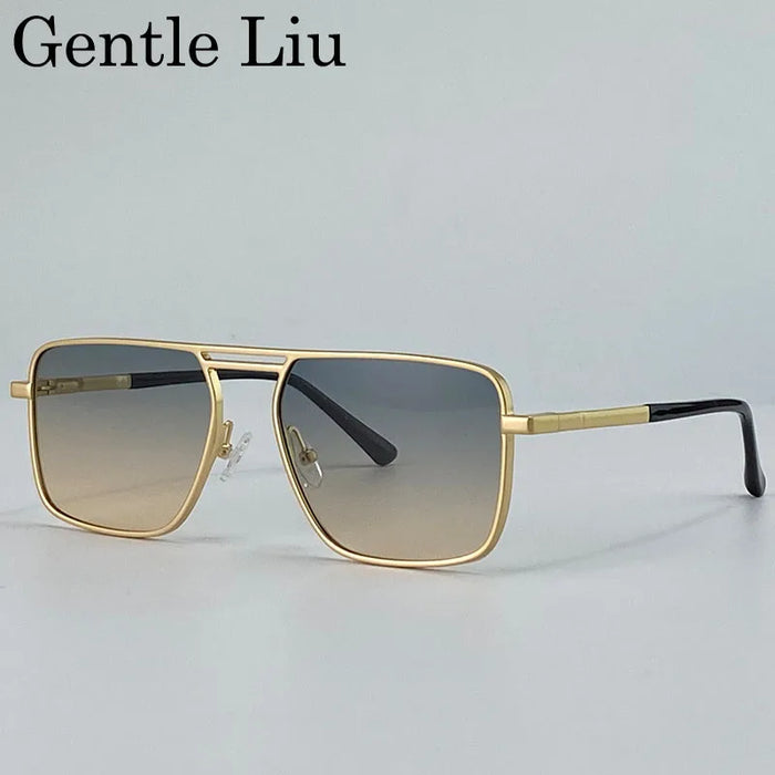Gafas de sol punk cuadradas de gran tamaño para hombre 2026, marca de lujo, retro, doble puente, gafas de sol para hombre, estilo Steampunk, para conducir, protección UV400