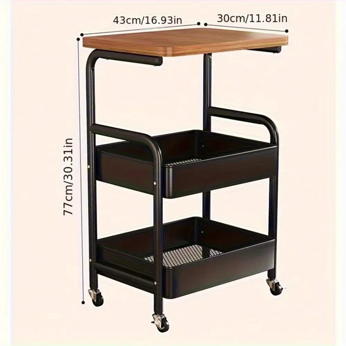 Movable and Rotatable Universal Wheels with Desktop Storage Rack - Multi-Functional Rolling Storage Cart