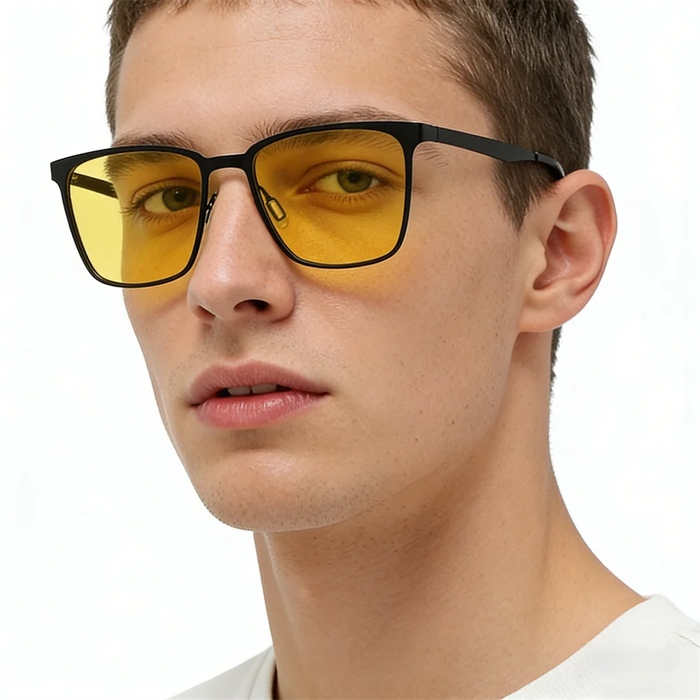 VIVIBEE Lunettes de vision nocturne jaunes en métal pour homme, verres polarisés carrés, conduite, UV400, lunettes de soleil pour femme, 2026, lunettes de pêche