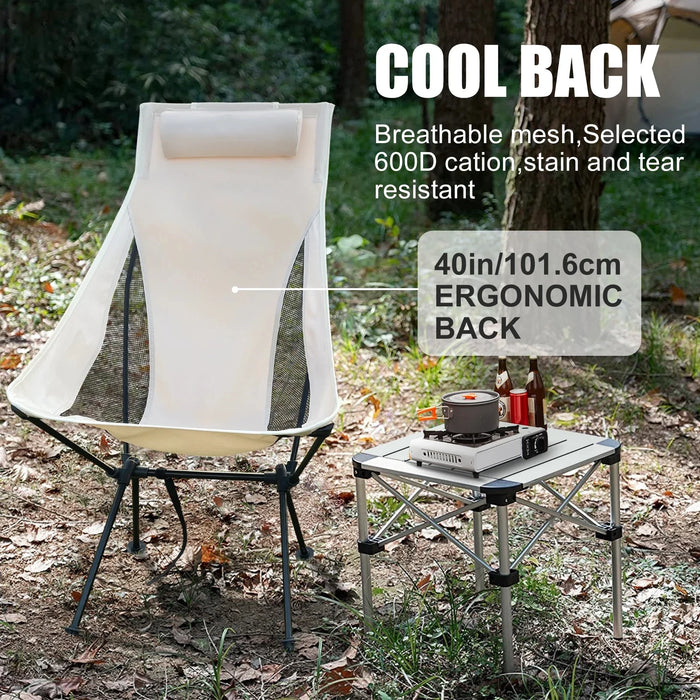 WESTTUNE Silla de camping portátil plegable con reposacabezas Sillas turísticas ligeras Silla de pesca de aleación de aluminio Muebles de exterior