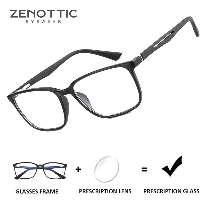 ZENOTTIC Square Prescription Glasses Anti Blue Light Photochromic Optical Eyeglasses with Myopia Hyperopia Progressive Lens