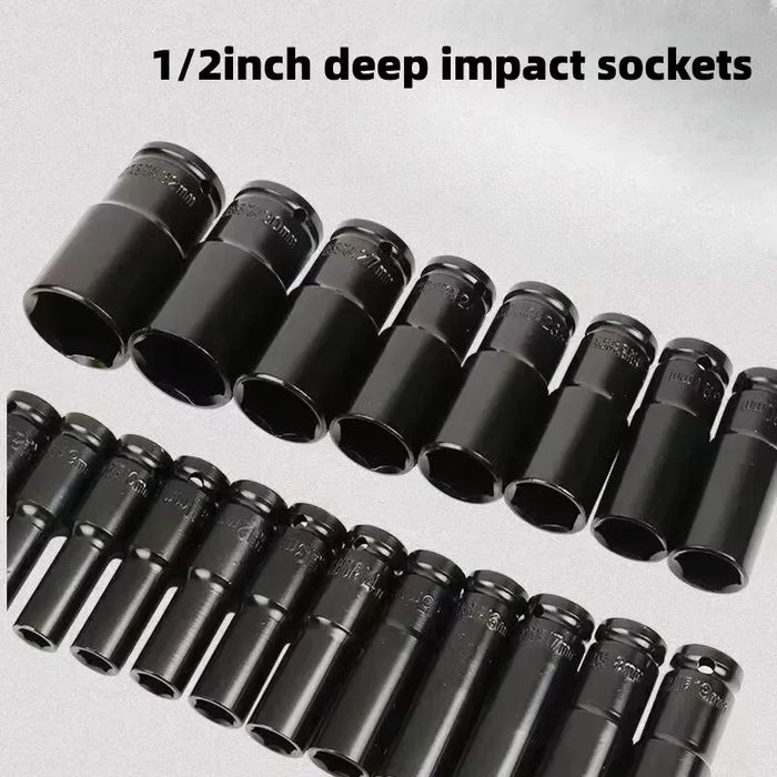 Heavy Duty 10pcs 1 2 Drive Metric Universal Deep Impact Socket Set Hand Wrench for Auto Repair Tools
