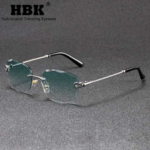 HBK Gafas de sol vintage sin montura para hombre, de lujo, con corte ondulado de metal, gafas de sol para mujer, para viajar, de compras, con protección UV400