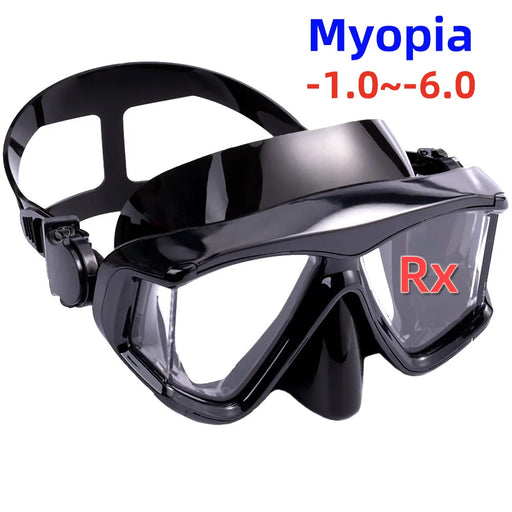Máscara de buceo con gafas ópticas para miopía, equipo de natación para vista corta, visión panorámica amplia para adultos y jóvenes, de -1.0 a -6.0