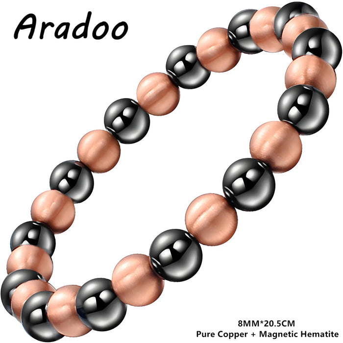 ARADOO Pure Copper Beaded Bracelet for Women Men Jewelry Gifts