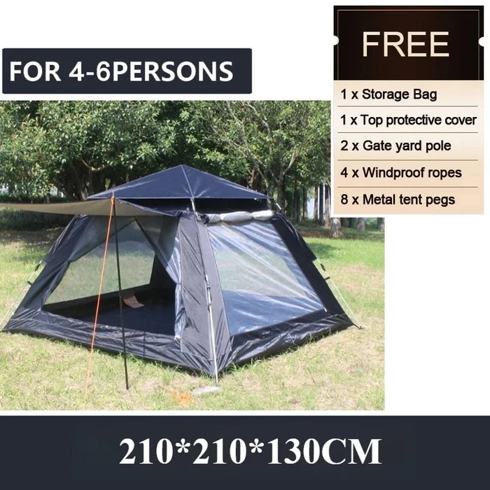 Goture Outdoor Camping Tent 2-6 People Portable Folding Automatic Tent Beach Fishing Family Travel  Park Anti-UV Shade