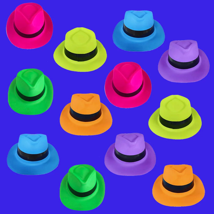 6 12 24 30 Pièces de fournitures de fête néon Chapeaux formels néon phosphorescents à la lumière UV Chapeau fluorescent Décorations de fête à lumière UV pour adultes