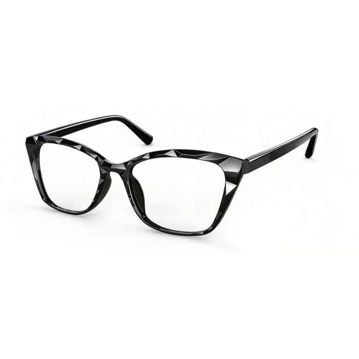 MODFANS Gradient Cat-Eye Polygonal Blue Light-Blocking Reading Glasses, Geometrically Cut Clear PC, for Women, +0.5 to +4.0.