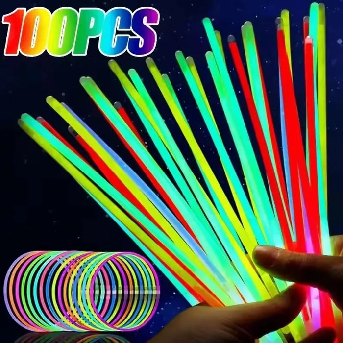 50/100 bâtons fluorescents, multicolores, lumineux, brillants, pliables, bracelet lumineux, fournitures de fête