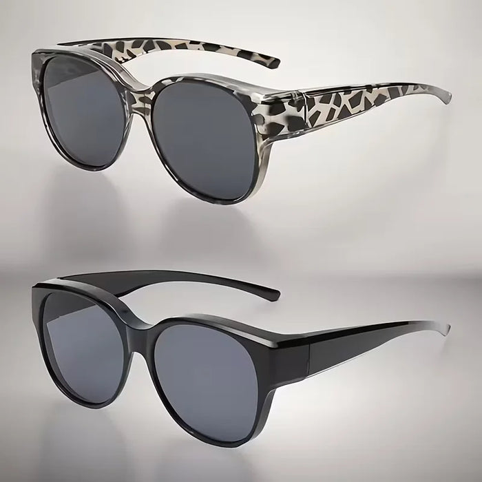 Lot de 2 lunettes à grande monture tendance, convenant aux hommes et aux femmes pour la décoration extérieure