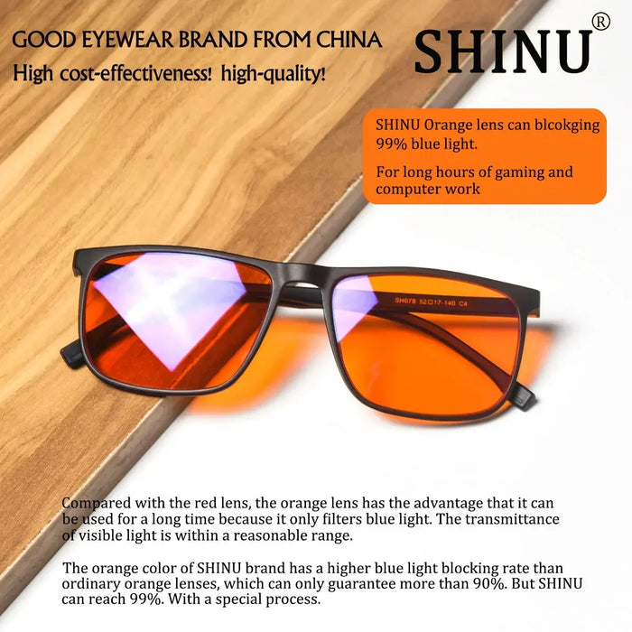 SHINU Gafas de bloqueo de luz azul para un buen sueño, lentes rojas para hombres, luz antigreen, elimina la fatiga ocular, gafas Bluelight 078RD