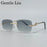 Rimless Square Sunglasses Men 2026 Luxury Brand Cut Edge Eyewear Trendy Leopard Head Sunglass For Male Punk Metal Frame Shades