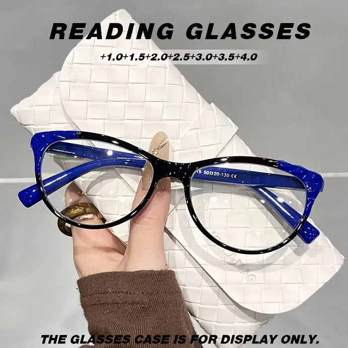 Lunettes de lecture œil de chat rétro contrastées pour femme, lunettes anti-lumière bleue, lunettes de lecture légères et confortables