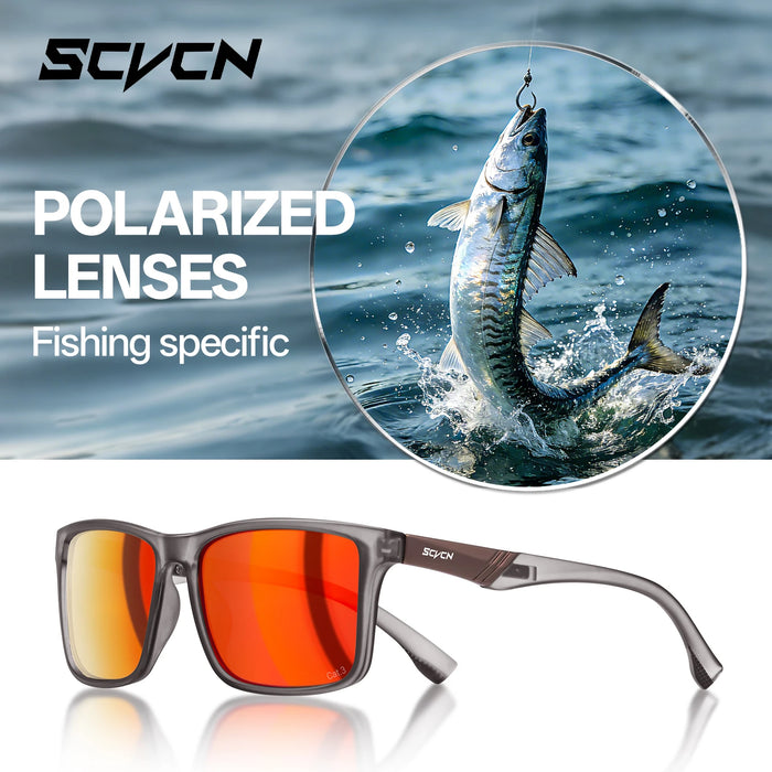 SCVCN Sea Fishing Beach Glasses Women Fishing Polarized Sunglasses Outdoor Sport Windproof Eyewear Cycling Road Bike UV400 Men