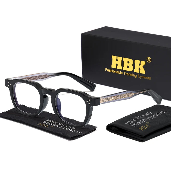 HBK  Square Flat Light Glasses for Men Women Retro TR Frame Eyeglass High-Quality Eyewear Minimalist Match Ideal Gifts