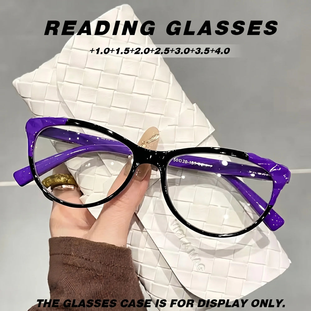 Lunettes de lecture œil de chat rétro contrastées pour femme, lunettes anti-lumière bleue, lunettes de lecture légères et confortables