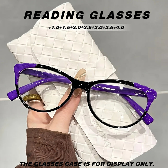 Lunettes de lecture œil de chat rétro contrastées pour femme, lunettes anti-lumière bleue, lunettes de lecture légères et confortables