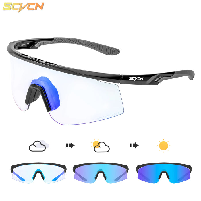 SCVCN Outdoor Photochromic Sunglasses Men Women Bicycl Cycling Glasses Sports MTB Driving Bike Eyewear Hiking UV400 Goggles New