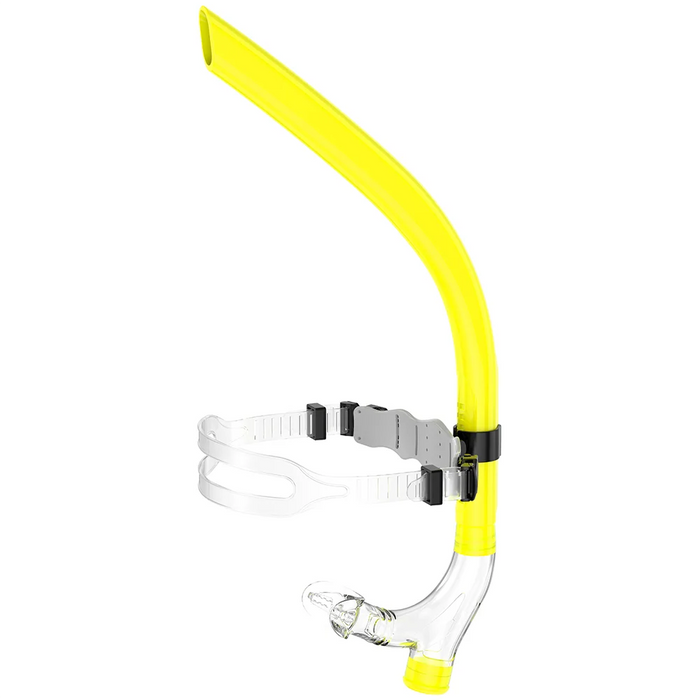 Swim Training Snorkel Frontal Swim Snorkel Tube Center-Mount Front One-Way Purge Valve Swimmer's Snorkel for Lap Swimming