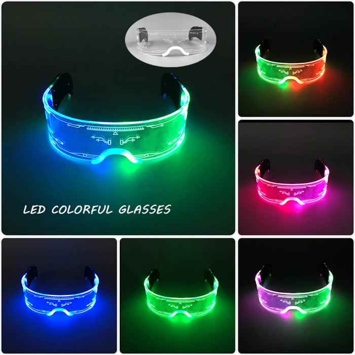 Nuevas gafas estilo Cyberpunk geniales, decoración de fiesta luminosa, gafas de sol LED que brillan, para fiestas en bares, raves y bailes