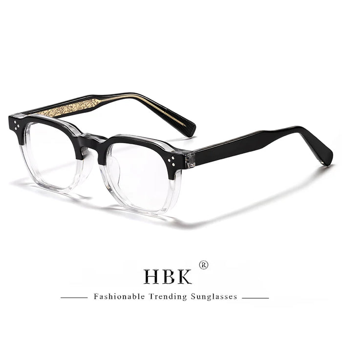 HBK Retro Square Glasses Frames Men Flat Lenses Anti Blue Light TR90 Eyeglass Frames High-Quality Reading Eyeglasses for Women