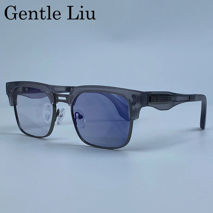 Retro Photochromic Classic Square Punk Sunglasses Men Metal Frame Driving Sun Glasses Male Vintage Luxury Brand Eyewear Shades