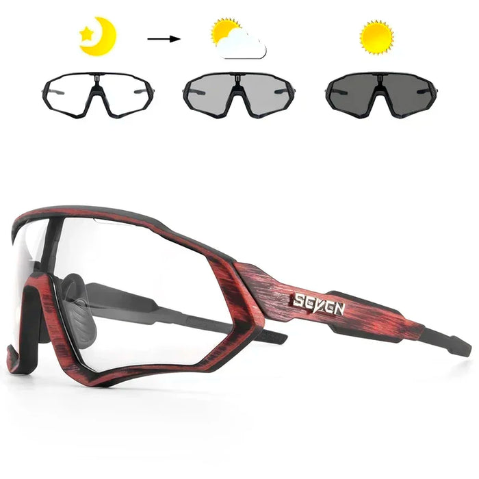 SCVCN-New Style Sunglasses Bicycle Eyewear Mountain Bike Cycl Goggles UV400 MTB Road for Men Photochromic Sport Cycling Glasses