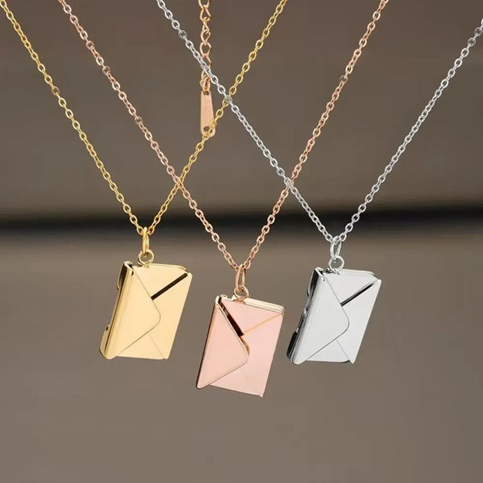 Portable Envelope Locket Necklace Confession Love You Stainless Steel Love Letter Envelope Pendant Engraved Pendant Jewelry