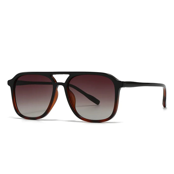 Ins Retro Double Bridge Square Women Sunglasses 2025 Fashion Leopard Print Gradient Lenses Men Trend Gafas de sol UV400