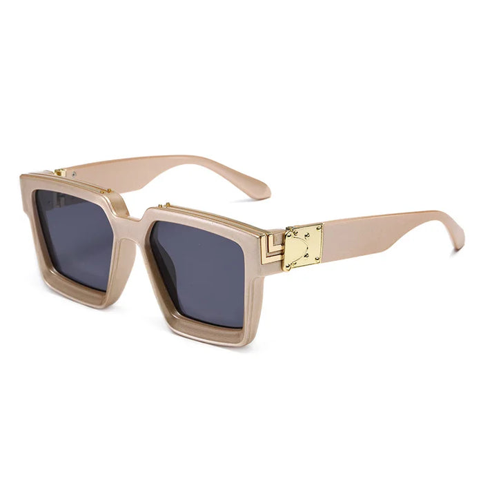 Bungee Large Square Sunglasses for Men Women Vintage Trendy Casual Street Style Shades