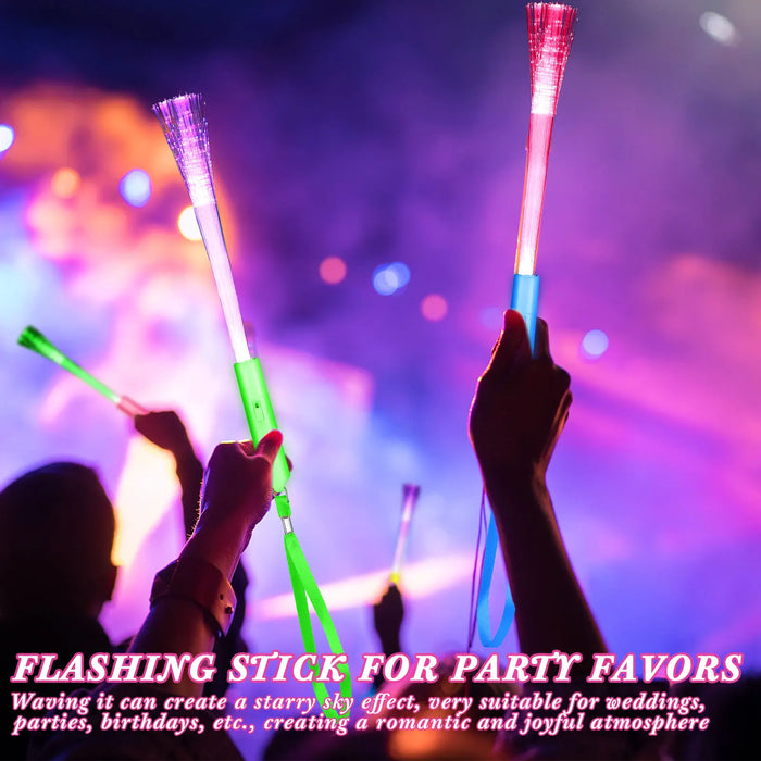 24-200Pcs Fiber Optic Wands Glow LED Light up Wand Bulk Flashing Sticks with Included Batteries for Party Favor Wedding Birthday