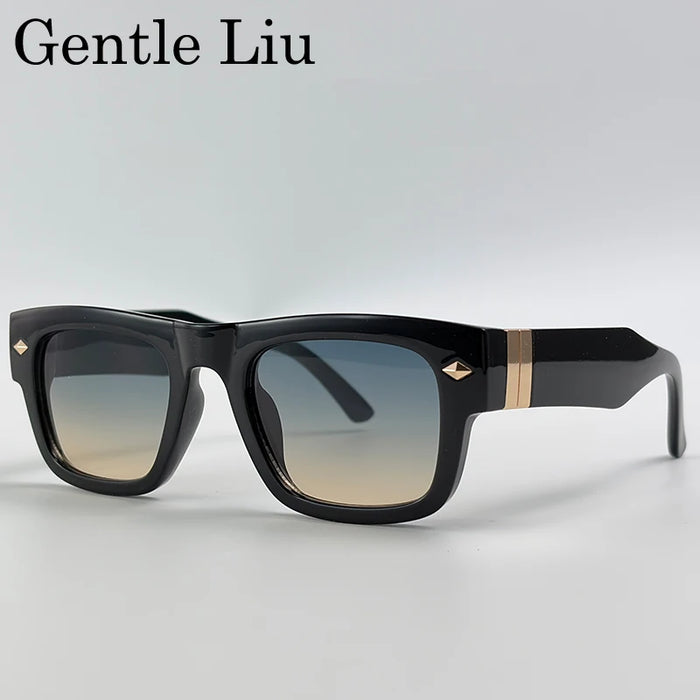Lunettes de soleil rétro steampunk carrées photochromiques pour hommes, marque de luxe, design oversize, monture épaisse, rivet, lunettes de soleil pour homme