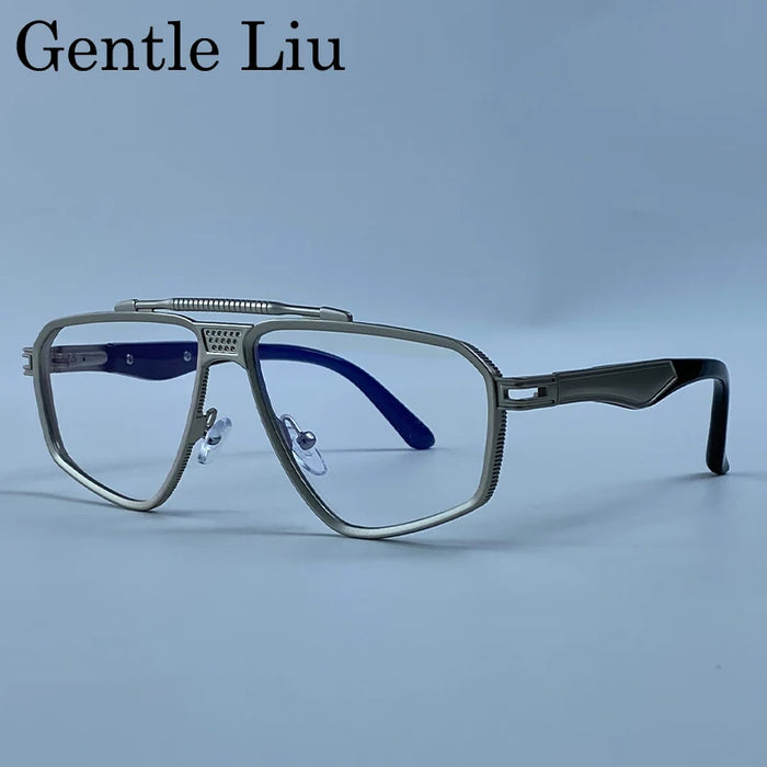 Steampunk Polygon Sunglasses Men 2026 Luxury Brand Designer Metal Frame Square Double Bridge Sun Glasses Vintage Driving Shades