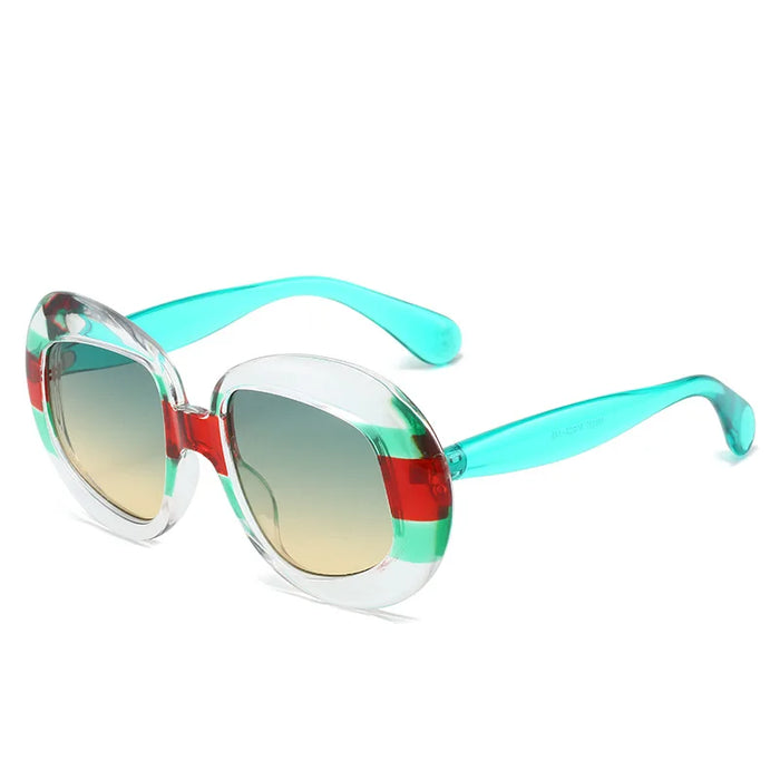 Fashion Oval Contrast Color Women Sunglasses Retro Square Clear Gradient Lens Shades UV400 Men Trending Luxury Punk Sun Glasses