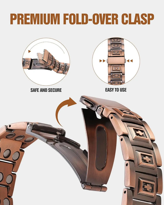 ARADOO Premium Copper Bracelet for Men with 3X Strength,Magnetic Therapy Cross Wristband Jewelry Gifts