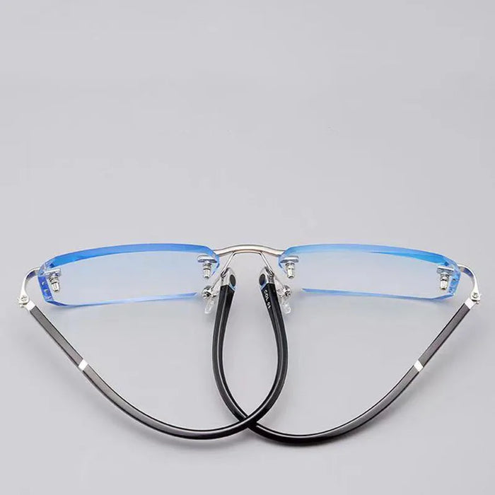 Lunettes de lecture élégantes sans monture anti-lumière bleue pour hommes, nouvelles lunettes de lecture professionnelles au design innovant