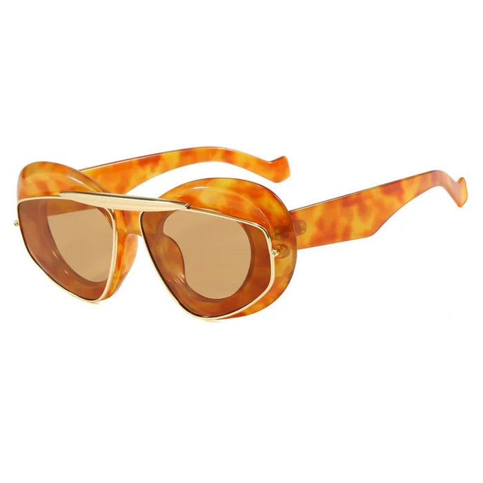 NEW Punk Oval Sunglasses 2000'S Women Men Y2K Hip Hop Luxury Brand Square Sun Glasses UV400 Unisex Shades Eyewear