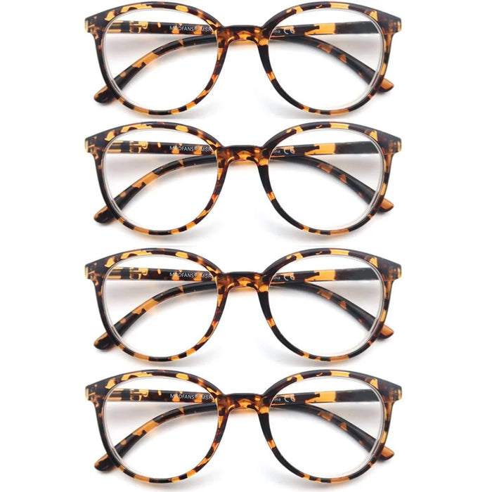 Round Reading Glasses Women Readers Eyeglasses Classic Frame Flexble Plastic Spring Hinge Lightweight Wear with Diopter +1.0~4.0