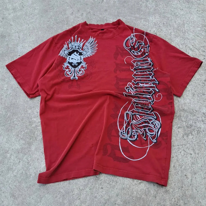MMA ELITE Cross Skull Print Green Y2K T Shirt Men Loose Fit Streetwear Graphic Tee Oversized Glow Dark Party Ins Popularity Tops