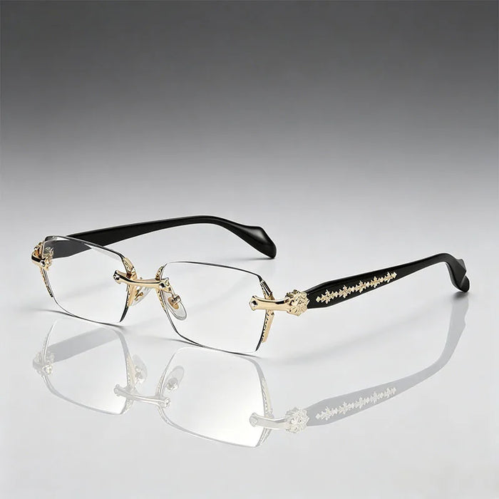 Gafas de lectura unisex cuadradas sin montura metálicas, estilo ejecutivo para una visión clara, diseño cómodo y ligero